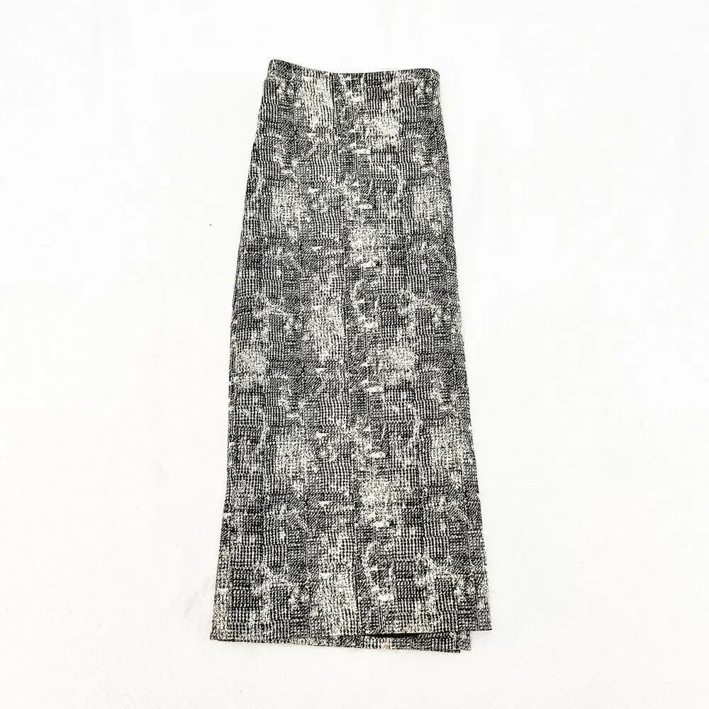 MM LaFleur Patterned Crosshatch Pencil Straight Skirt Back Slit Size 0